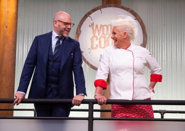 Alton Brown and Anne Burrell